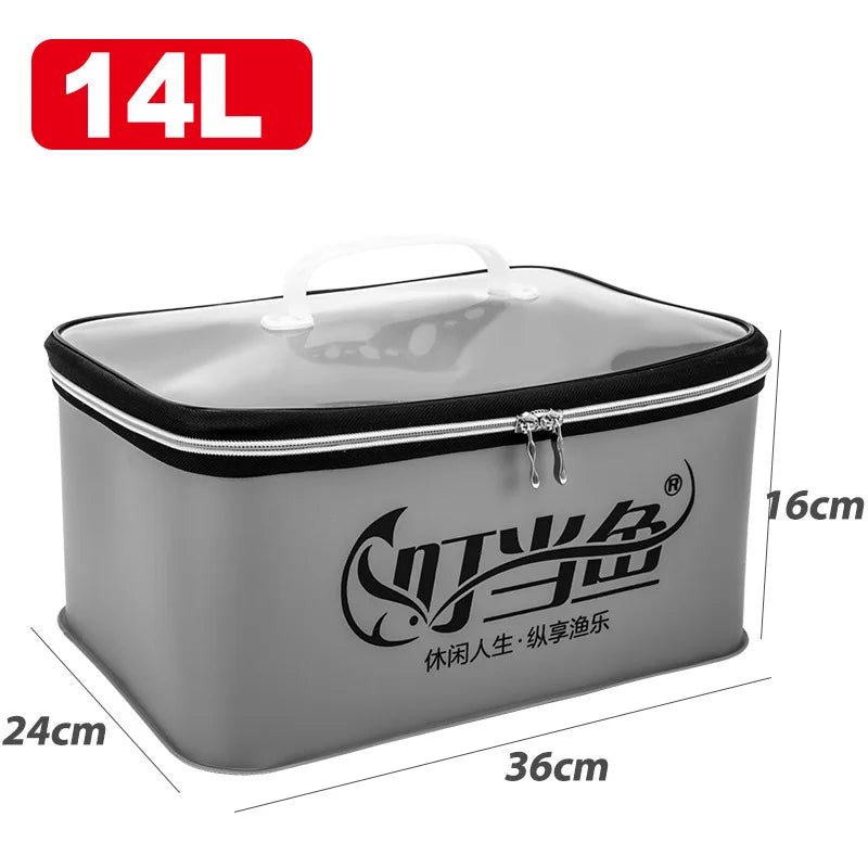 Color: White - Multifunction Eva Fishing Bag Box Folding Live Fish Bucket 4l 6l 10l 14l Water Container Bags Fishing Tackle Tools Storage Case