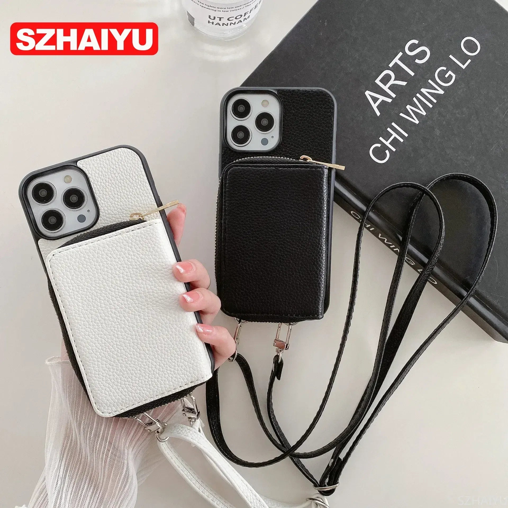 Material: Nylon, Color: Gray - Zipper Wallet Phone Case For Iphone 16 15 14 13 12 Mini 11 Pro Xs Max X Plus Card Slot Holder Crossbody Lanyard Leather Cover