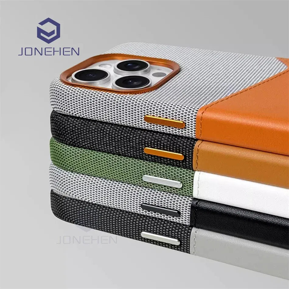 Color: Brown, Material: Plastic - For Magsafe Card Holder Leather Case For Iphone 16 15 13 12 17 Pro Max 14 Plus Pocket Wireless Charge Alloy Lens Magnetic Cover