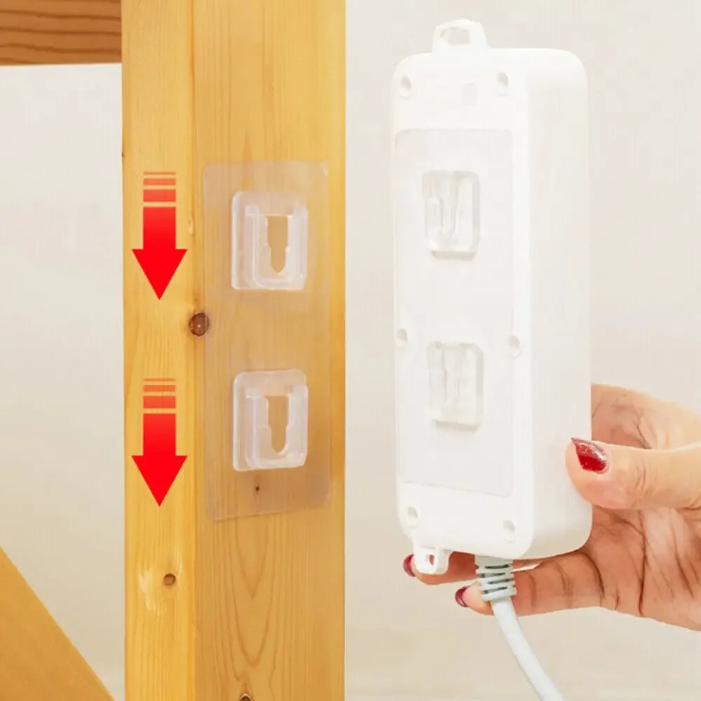 Color: Dark Gray - Double-sided Adhesive Wall Hooks Hanger Strong Transparent Suction Cup Sucker Hooks Kitchen Bathroom Storage Plug Socket Holders