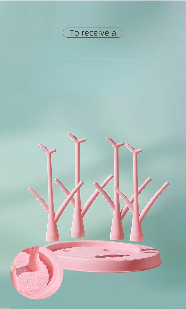 Color: Green - Baby Bottle Holder Cleaning Dryer Drainer Removable Baby Bottle Drying Rack Storage Rack Tree Shape Rack For Babies Bottles Item