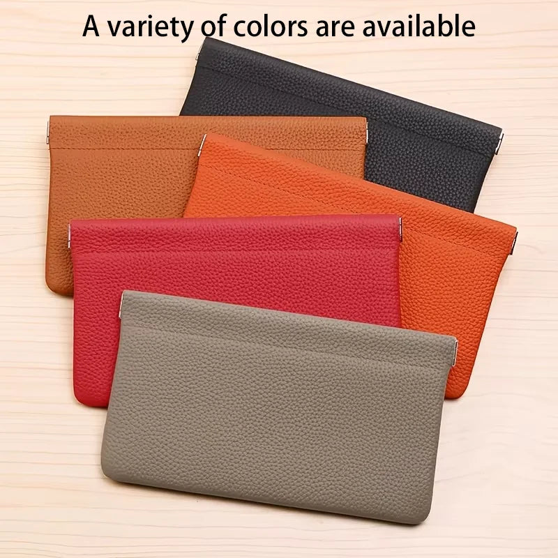 Color: Gray - Self-closing First-layer Genuine Cowhide Long Wallet Passport Driver's License Document Holder Data Cable Cosmetic Bag Storage
