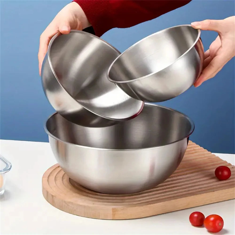 Color: Pink - 1-3 Stainless Steel Bowl Set With Scale For Cooking Baking Food Storage Large Capacity Mixing Bowls For Home Kitchen Essentials