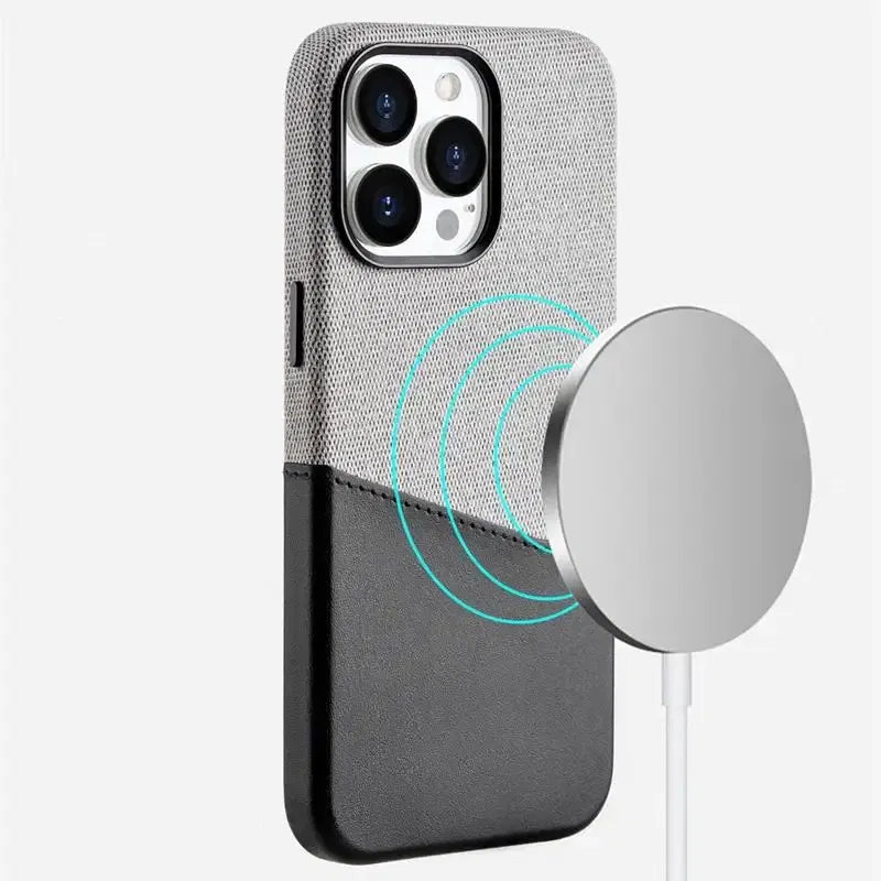 Color: Orange, Material: Silicon - Card Holder Magsafe Leather Phone Case For Iphone 15 14pro Max 13 14 Pro 12 Pocket Wireless Charging Alloy Lens Hit Color Cover