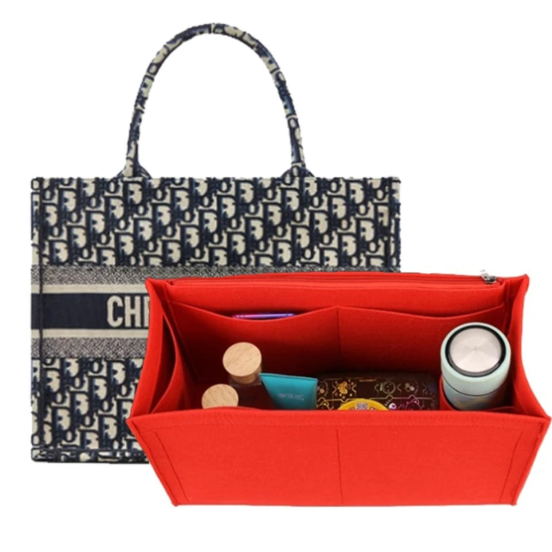Color: Black, Size: M - Felt Cloth Insert Bag Fits Book Tote Makeup Handbag Organizer Travel Inner Purse Cosmetic Bag Mommy Bag Fit Onthego Tote