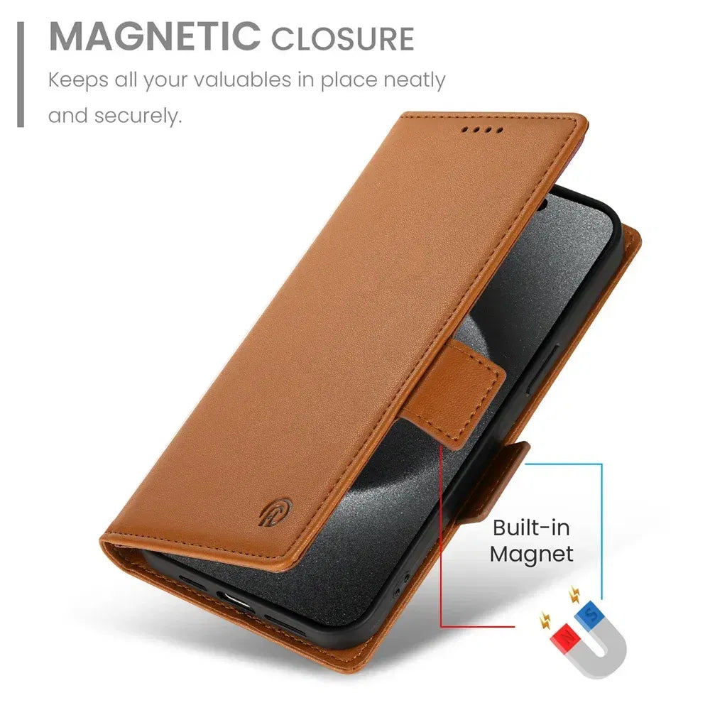 Color: Brown, Material: Canvas - Pu Leather Flip Phone Case For Iphone 16 15 Pro Max 16e 14 13 1211 Xs Max Xr X 8 7 Plus Se Kickstand Cards Solt Wallet Cover