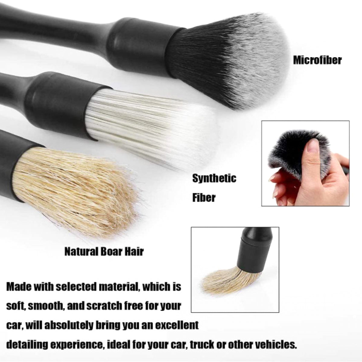 Color: White - Car Detailing Brush Set Car Cleaning Brushes Sponges Towels For Car Air Vents Rim Cleaning Dirt Dust Clean Tool Wash Accessories