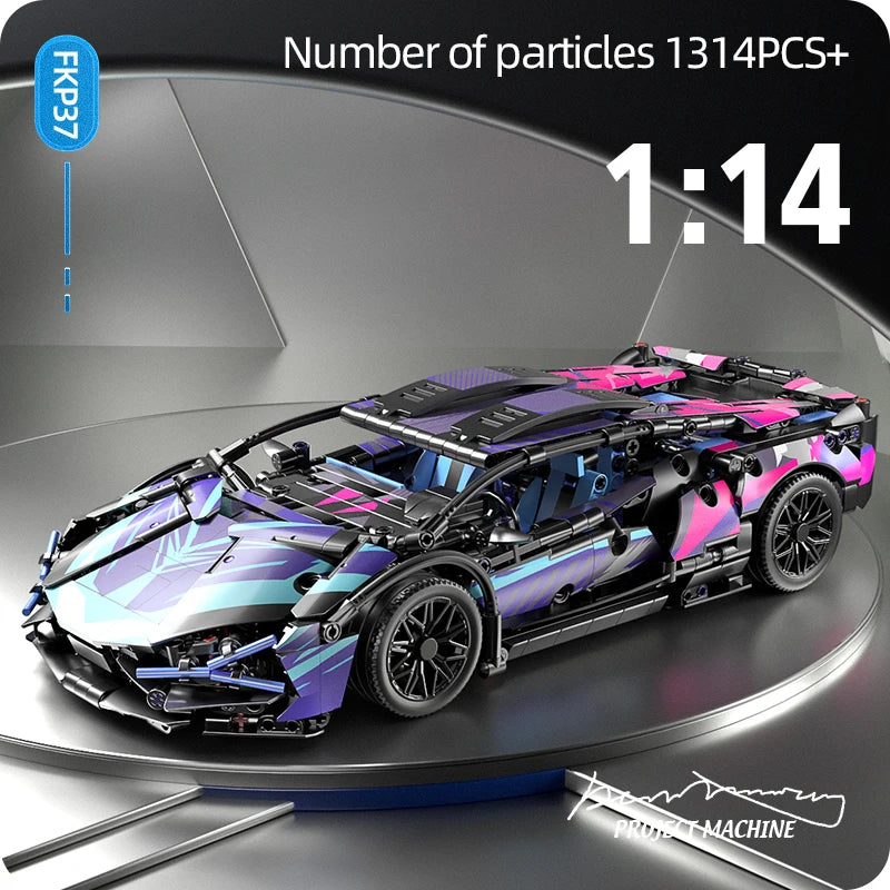 Color: White - Technical Racing Sport Car 1280pcs Model Building Blocks City Mechanical Speed Vehicle Supercar Brick Puzzle Toys Kid Adult Gift