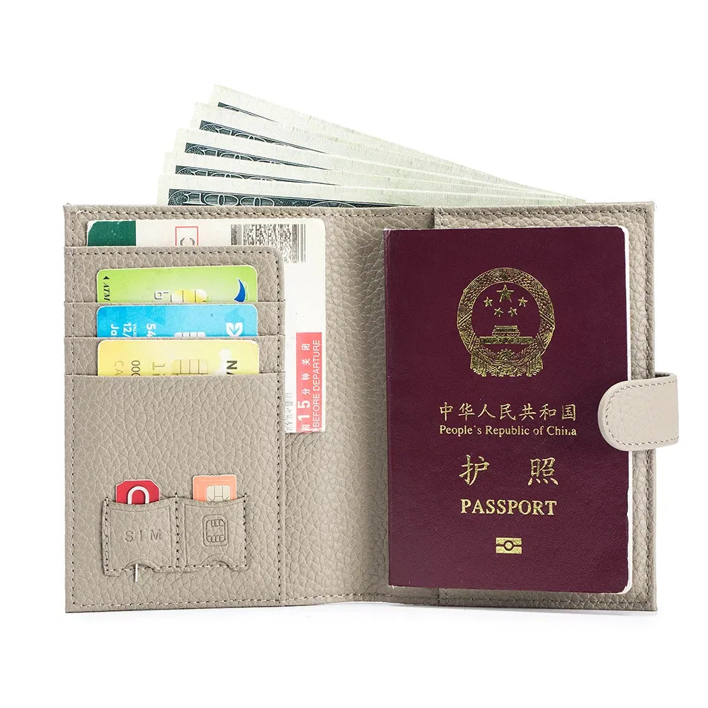 Color: Green - Genuine Cow Leather Passport Holder Travel Wallet With Zipper Pocket Card Holder Rfid Blocking Bifold Wallet For Men And Women