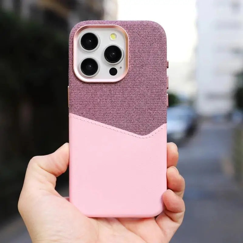Color: Orange, Material: Silicon - Card Holder Magsafe Leather Phone Case For Iphone 15 14pro Max 13 14 Pro 12 Pocket Wireless Charging Alloy Lens Hit Color Cover