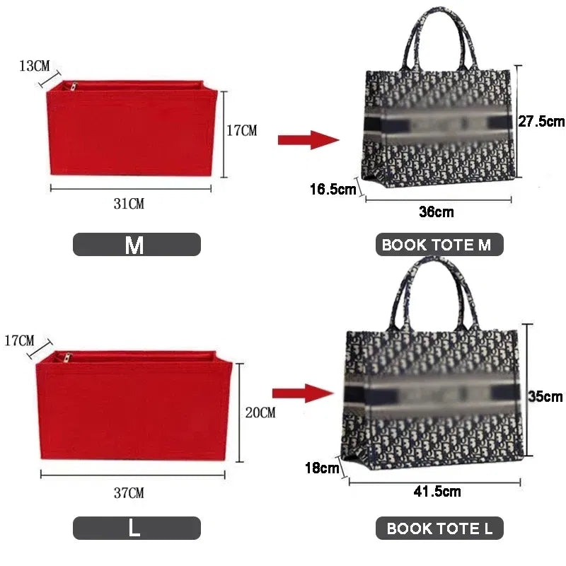 Color: Black, Size: M - Felt Cloth Insert Bag Fits Book Tote Makeup Handbag Organizer Travel Inner Purse Cosmetic Bag Mommy Bag Fit Onthego Tote