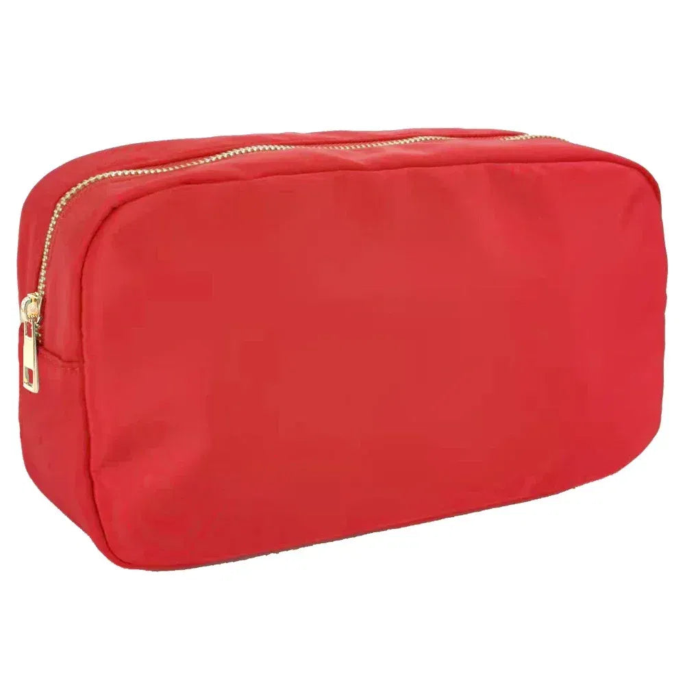 Custom Nylon Travel Cosmetic Pouch Solid Color Zipper Organizer Toiletry Bag Personalized Diy Make Up Pouch Bag For Women Girl