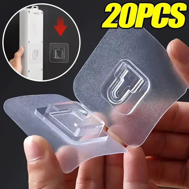 Color: Dark Gray - Double-sided Adhesive Wall Hooks Hanger Strong Transparent Suction Cup Sucker Hooks Kitchen Bathroom Storage Plug Socket Holders