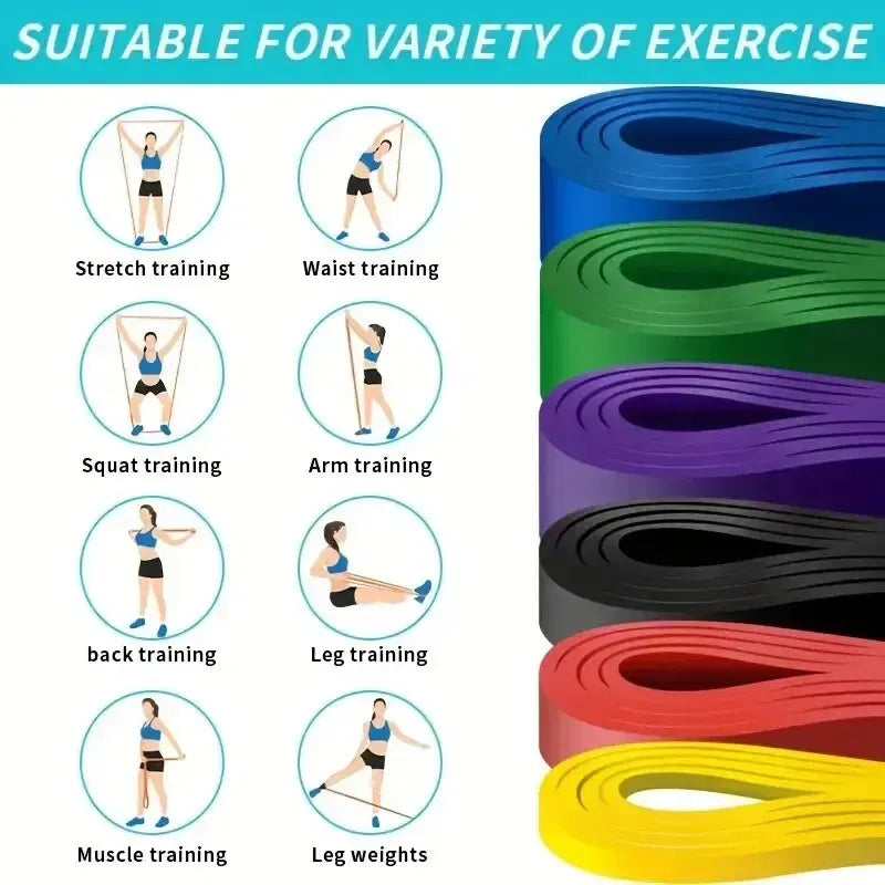 Color: White - 1/5pcs Tpe Elastic Band Resistance Strength Training Sports Fitness Latex Pull-up Ension Thick Circle Yoga Multi-functional Hip