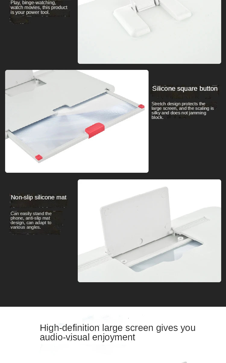 Color: Black, Magnification: 5x - 10 Inch Mobile Phone Screen Magnifier Pull-out Creative Stretch 3d Mobile Phone Magnifying Glass Stand Folding Phone Holder