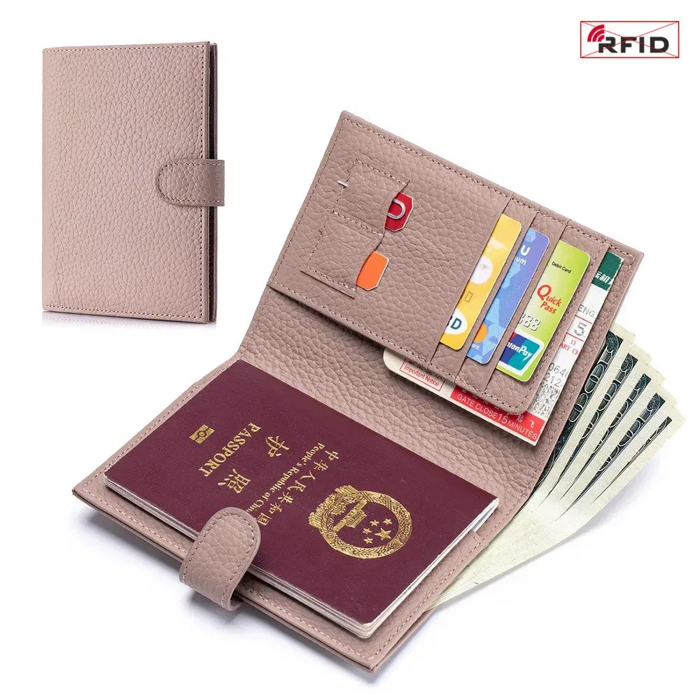 Genuine Leather Rfid Travel Passport Cover Case Wallet Bag Card Holder Cowhide Coin Purse Document Cover Flight Men Women