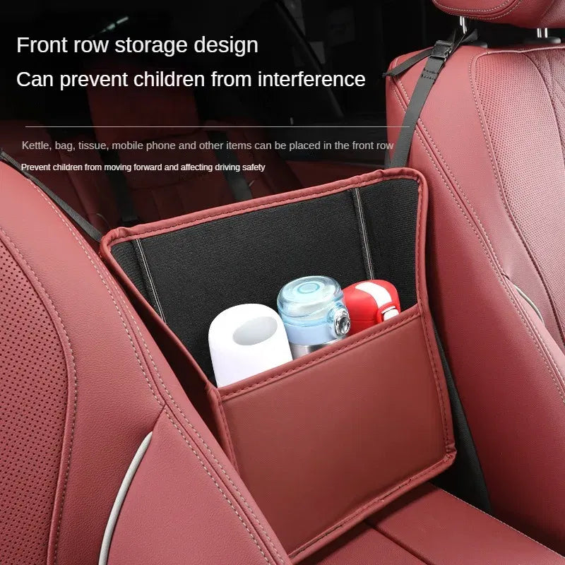 Color Name: Gold - Car Handbag Holder Between Seats Mutifuntional Leather Auto Seat Middle Storage Bag Hanging Tissue Box Phone Cup Map Organizer