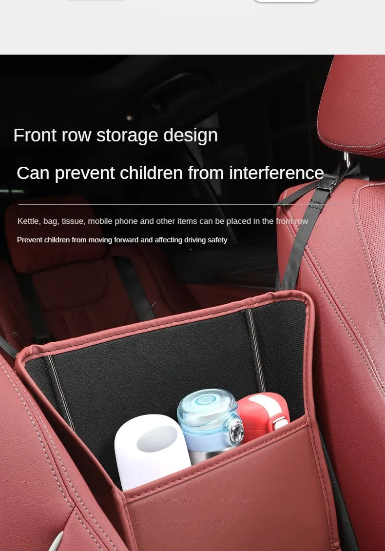 Color Name: Gold - Car Handbag Holder Between Seats Mutifuntional Leather Auto Seat Middle Storage Bag Hanging Tissue Box Phone Cup Map Organizer