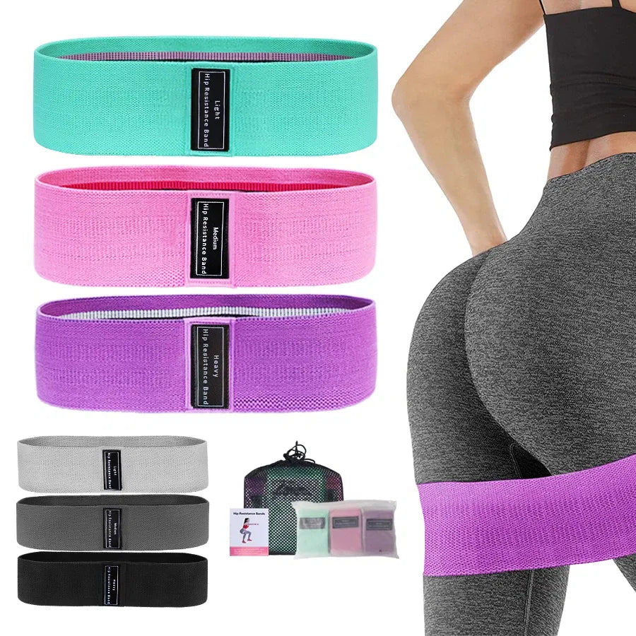 Color: Green - Fabric Resistance Hip Booty Bands Glute Thigh Elastic Workout Bands Squat Circle Stretch Fitness Strips Loops Yoga Gym Equipment