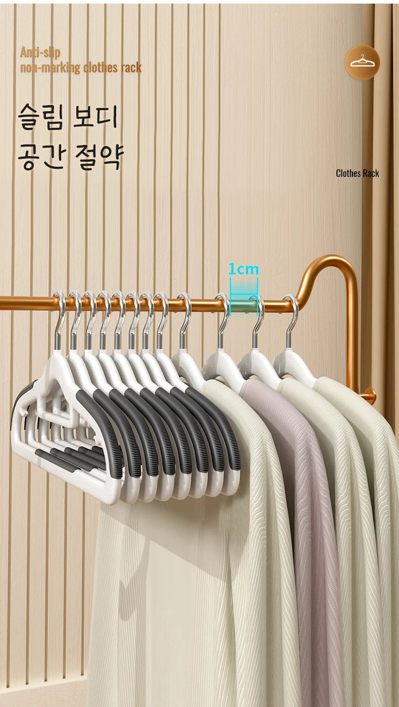Color: Blue - 10pcs Clothes Hanging Household Hangers Non-slip Dormitory Bedroom Special Storage Clothes Hanging No Trace