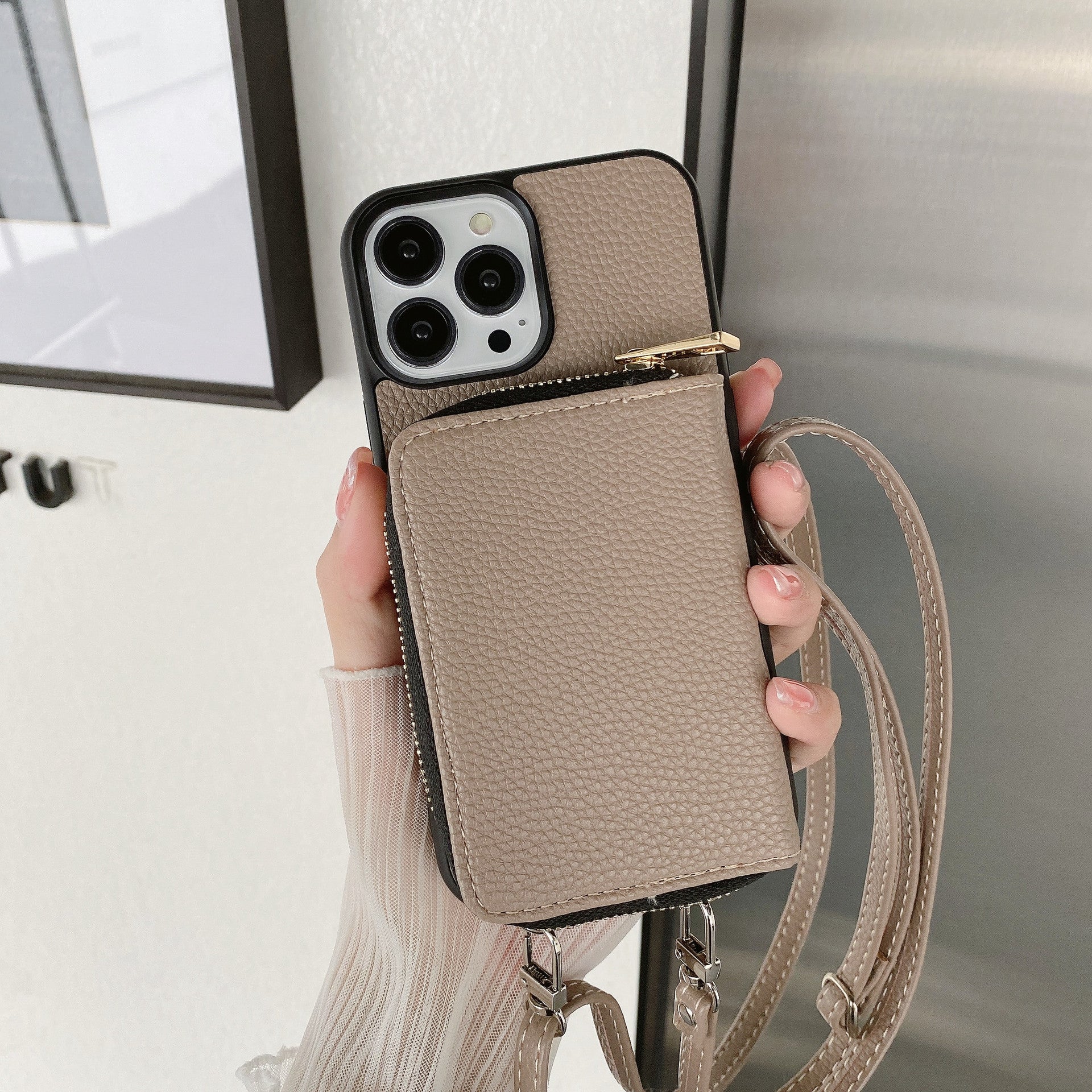 Material: Pvc, Color: Green - Zipper Wallet Phone Case For Iphone 16 15 14 13 12 Mini 11 Pro Xs Max X Plus Card Slot Holder Crossbody Lanyard Leather Cover