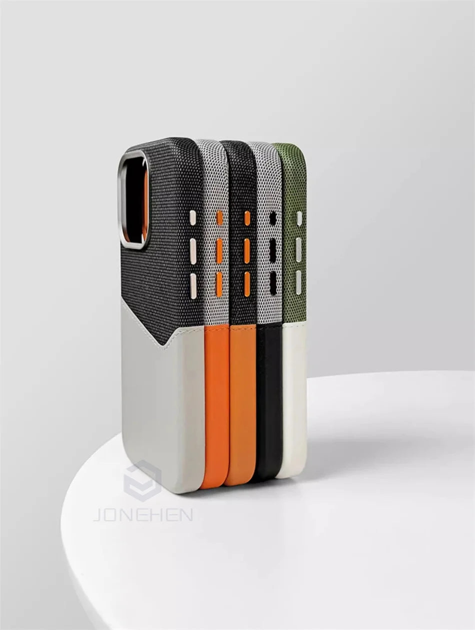 Color: Brown, Material: Plastic - For Magsafe Card Holder Leather Case For Iphone 16 15 13 12 17 Pro Max 14 Plus Pocket Wireless Charge Alloy Lens Magnetic Cover