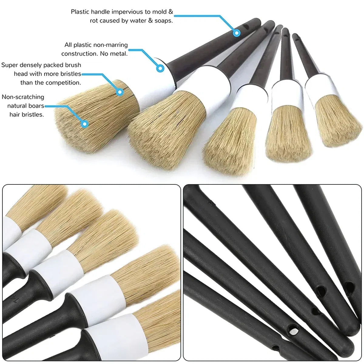 Color: White - Car Detailing Brush Set Car Cleaning Brushes Sponges Towels For Car Air Vents Rim Cleaning Dirt Dust Clean Tool Wash Accessories