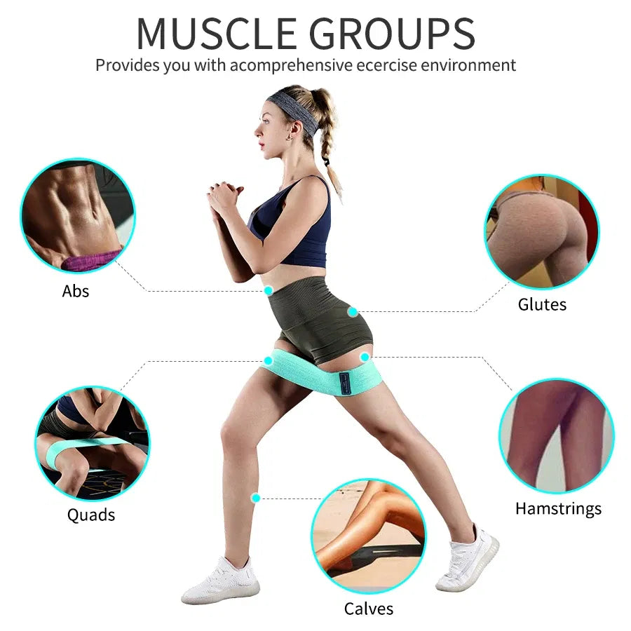 Color: Green - Fabric Resistance Hip Booty Bands Glute Thigh Elastic Workout Bands Squat Circle Stretch Fitness Strips Loops Yoga Gym Equipment