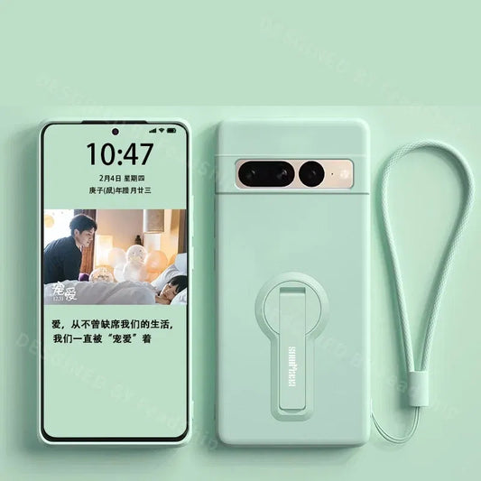 Phone Case For Google Pixel 7 8 6 5 9 Pro Xl Pixel 7a 6a 5a 8a 9a Soft Cover Silicone Case With Holder Stand Bracket Lanyard