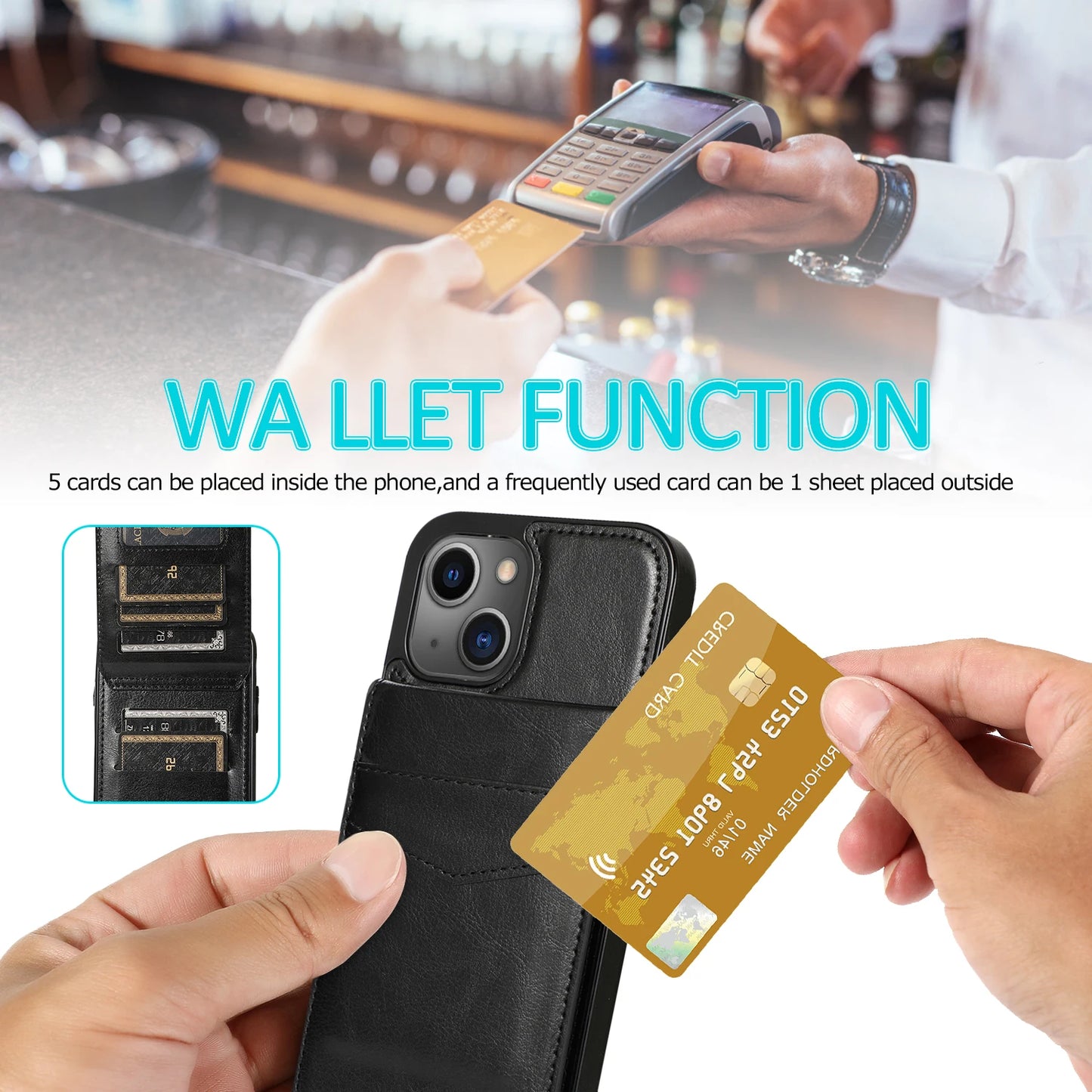 Color: Beige, Material: Silicon - Faux Leather Wallet Kickstand Phone Case For Iphone 13 12 Mini 16e 16 15 14 11 Pro Max X Xr Xs 7 8 Plus Case With Credit Card