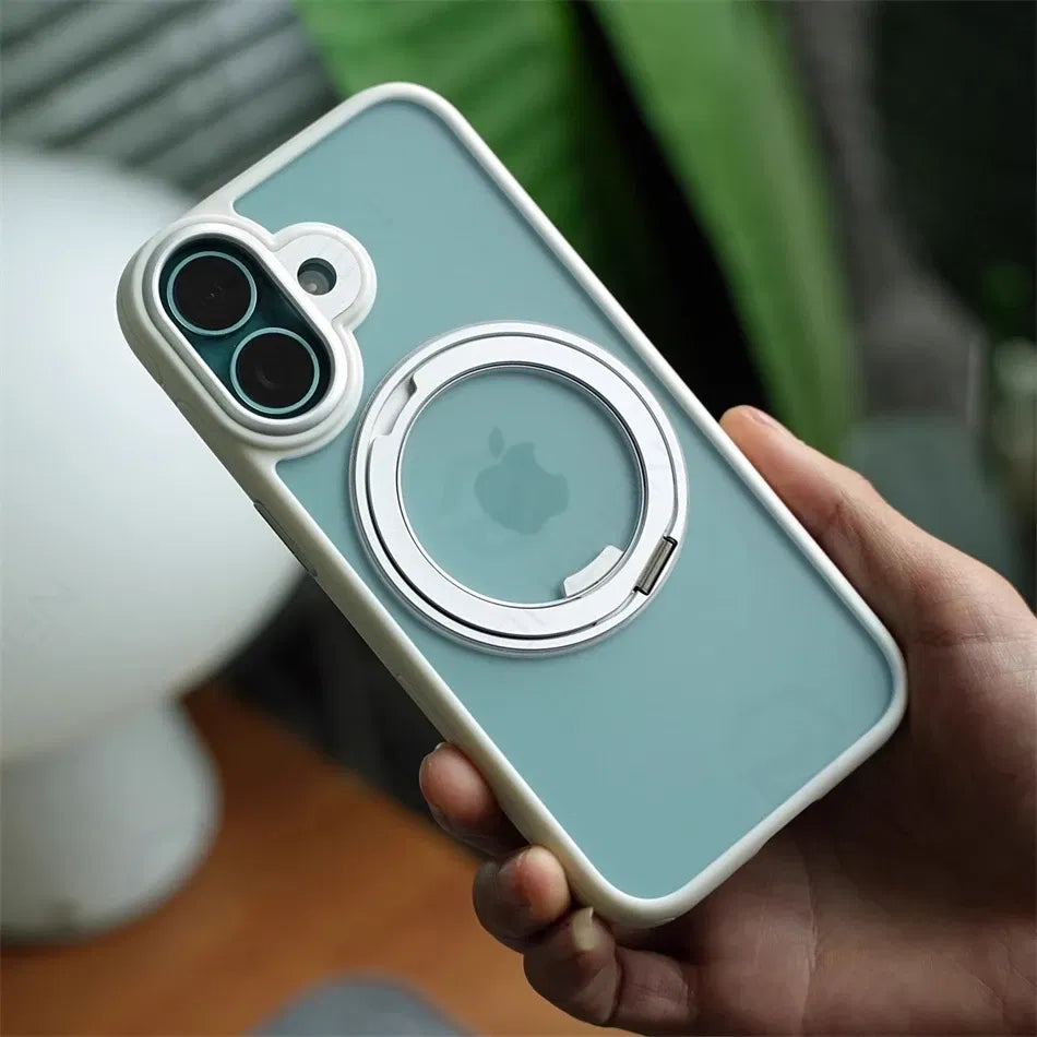 Color: Blue, Material: Pvc - 360?° Rotation Ring Stand Magnetic Case For Iphone 13 14 15 16 17 Pro Max 16e Matte Military Shockproof Armor Cover For Magsafe
