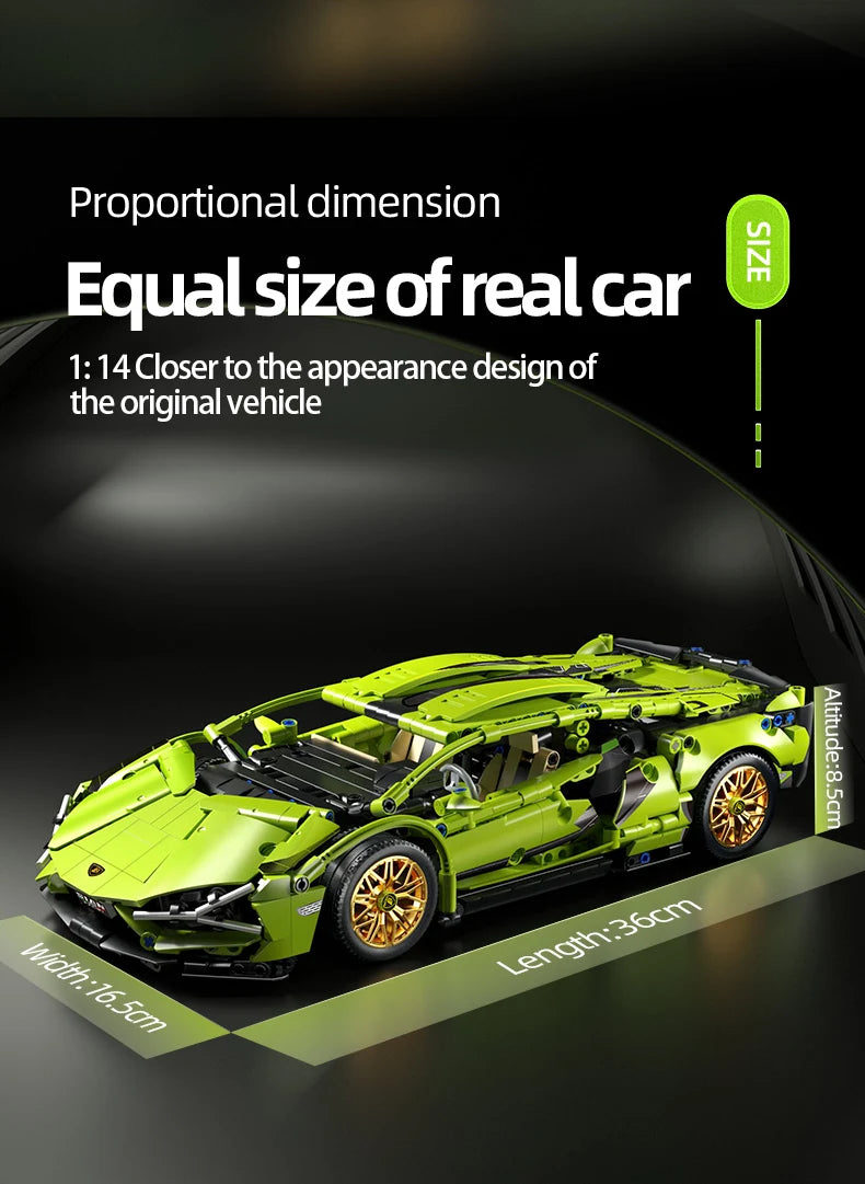 Color: White - Technical Racing Sport Car 1280pcs Model Building Blocks City Mechanical Speed Vehicle Supercar Brick Puzzle Toys Kid Adult Gift