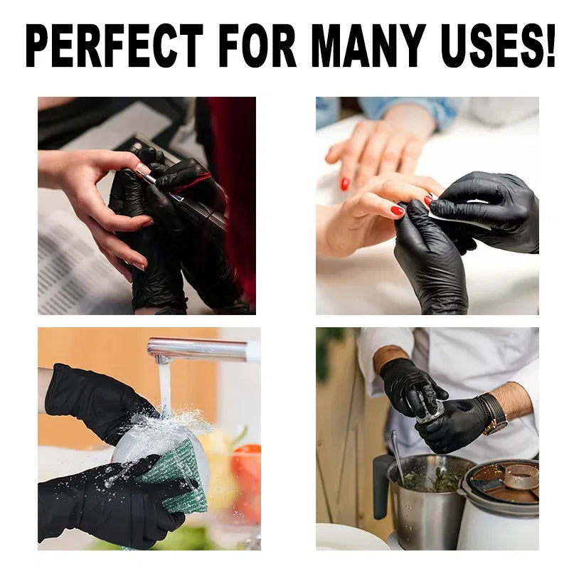Color: Black, Size: S - 20/50/100pcs Disposable Black Nitrile Gloves For Household Use Latex Free Powder Free Cleaning Gloves Tattoo Hairdressing Tools