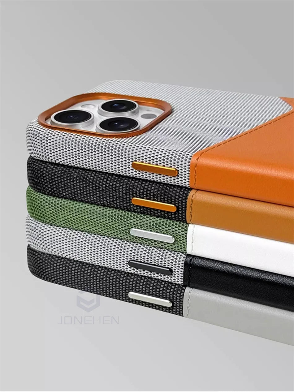 Color: Brown, Material: Plastic - For Magsafe Card Holder Leather Case For Iphone 16 15 13 12 17 Pro Max 14 Plus Pocket Wireless Charge Alloy Lens Magnetic Cover