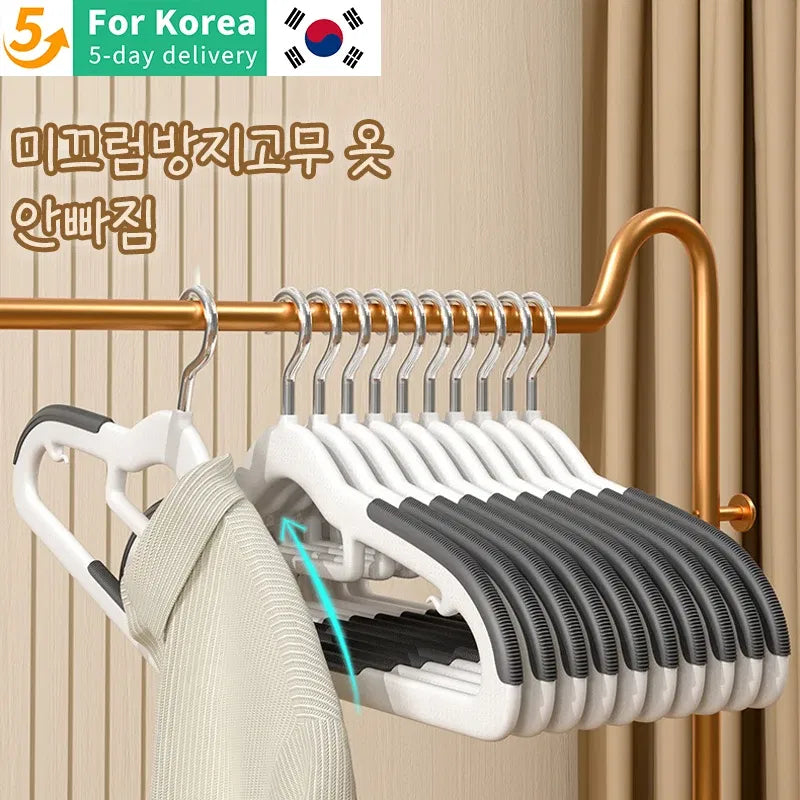 Color: Blue - 10pcs Clothes Hanging Household Hangers Non-slip Dormitory Bedroom Special Storage Clothes Hanging No Trace