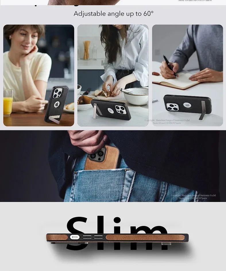 Color: Beige, Material: Neoprene - Pu Leather Kickstand Phone Cases For Iphone 15 Pro Max 14 Plus 11 13 12 Mini Mobile Case With Holder Luxury Slim Shell Cover