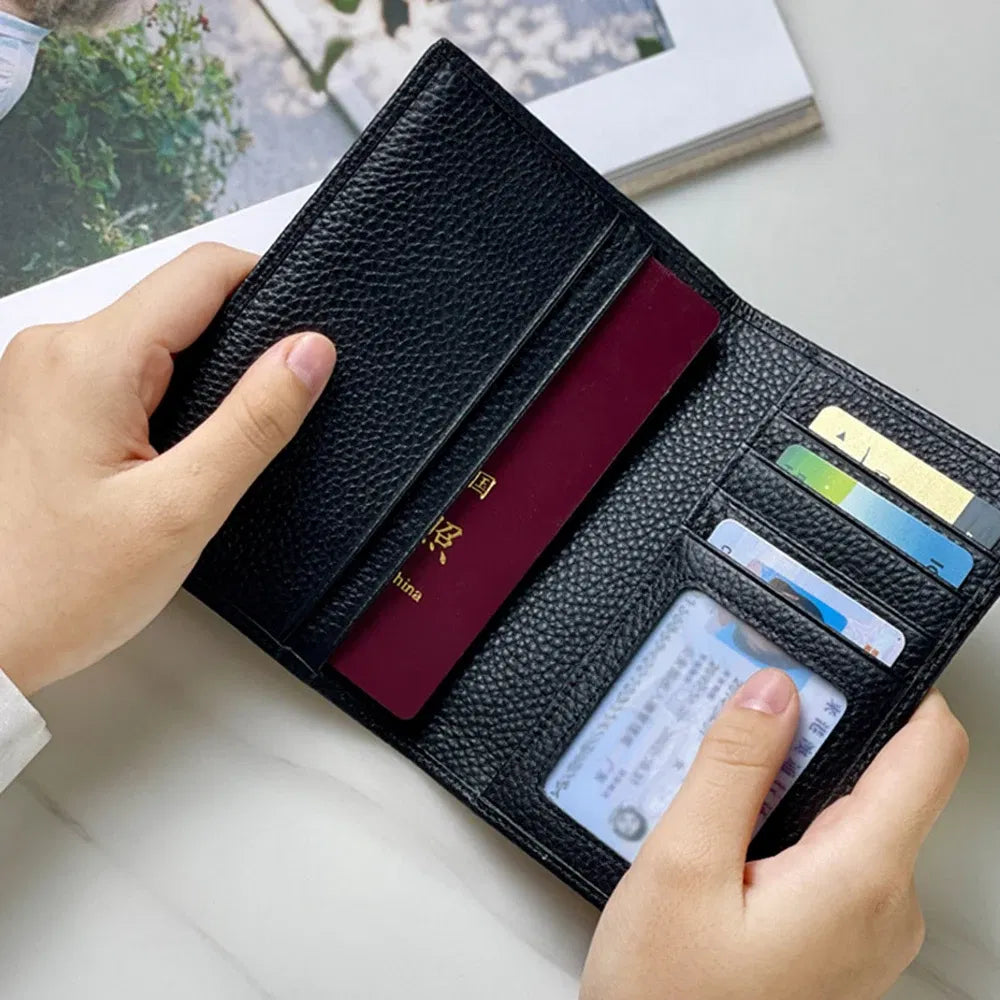 Color: Pink - 100% Cowhide Passport Holder Factory Genuine Leather Engrave Letters Men Women Passport Cover Customized Name Travel Card Wallet