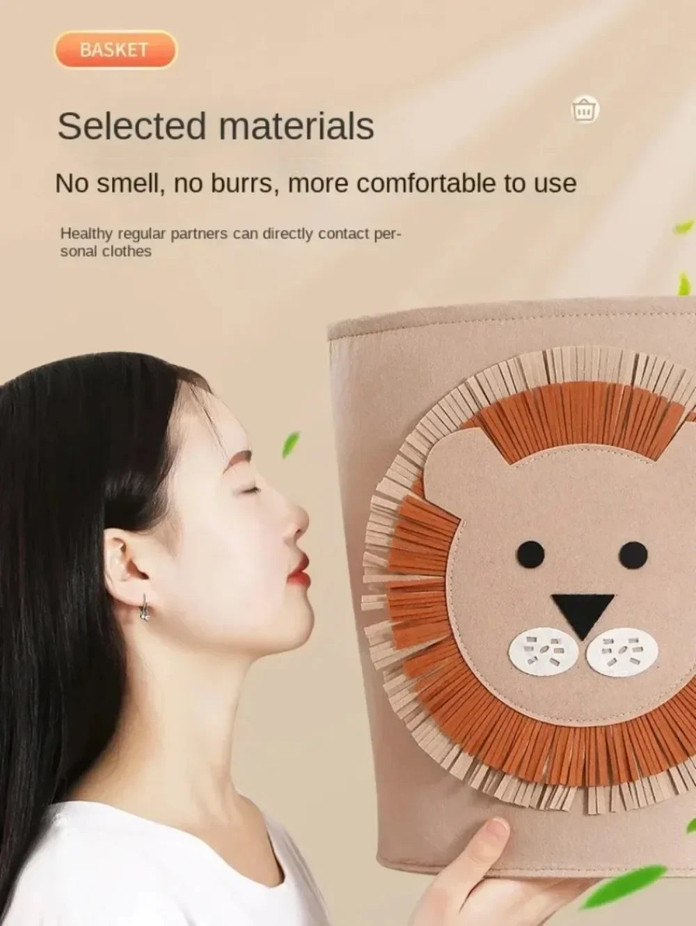 Color: Dark Khaki - Cartoon Storage Basket Washable Dirty Clothes Basket Foldable Children's Toy Clothes Storage Bucket Home Storage Laundry Basket