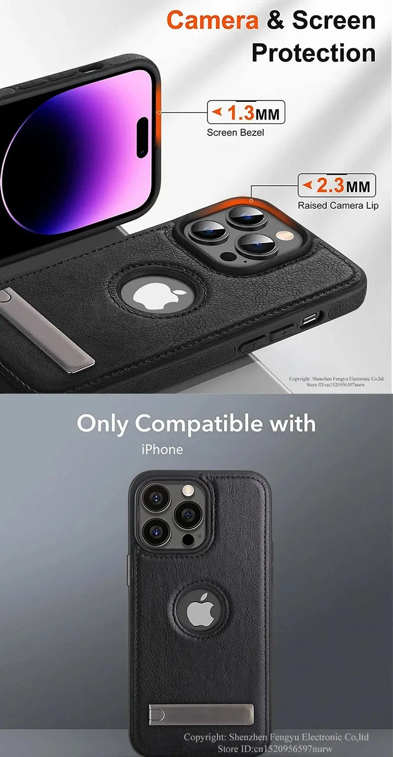 Color: Beige, Material: Neoprene - Pu Leather Kickstand Phone Cases For Iphone 15 Pro Max 14 Plus 11 13 12 Mini Mobile Case With Holder Luxury Slim Shell Cover
