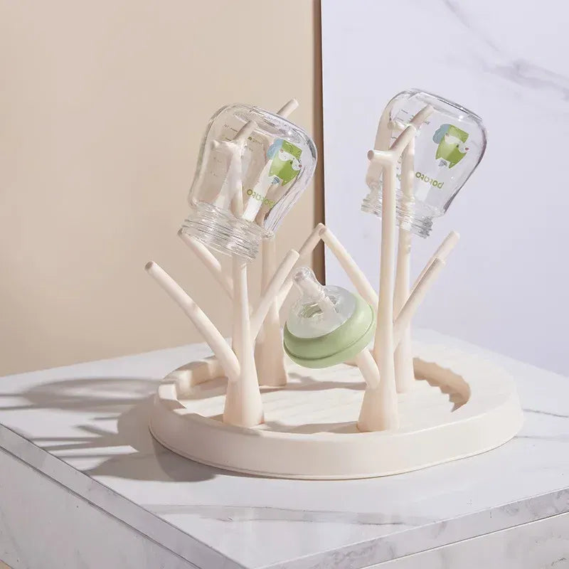 Color: Green - Baby Bottle Holder Cleaning Dryer Drainer Removable Baby Bottle Drying Rack Storage Rack Tree Shape Rack For Babies Bottles Item