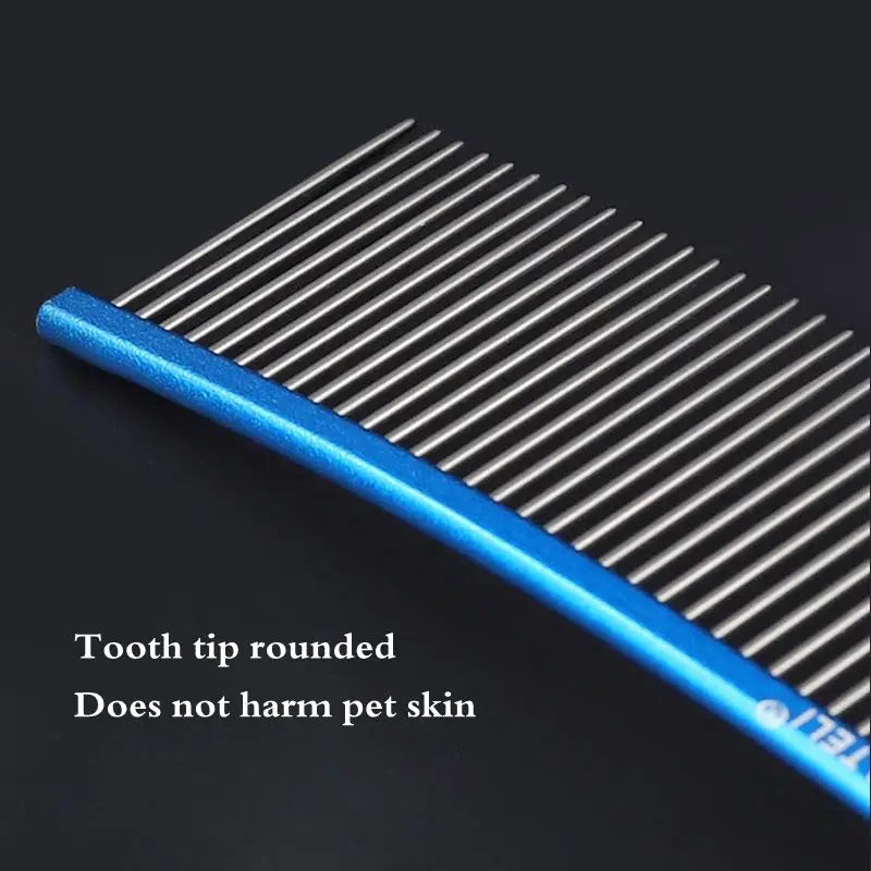 Color: Purple, Size: Xs - Pet Curved Comb Stainless Steel Combs Professional Pet Grooming Comb Dense Sparse Teeth Dog Cat Cleaning Brush Open Knot Comb
