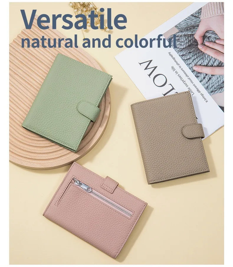 Color: Dark Blue - Genuine Leather Rfid Travel Passport Cover Case Wallet Bag Card Holder Cowhide Coin Purse Document Cover Flight Men Women