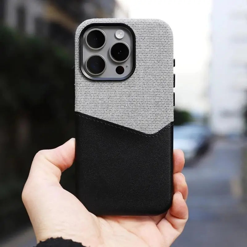 Color: Orange, Material: Silicon - Card Holder Magsafe Leather Phone Case For Iphone 15 14pro Max 13 14 Pro 12 Pocket Wireless Charging Alloy Lens Hit Color Cover