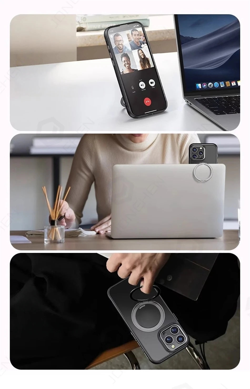 Color: Blue, Material: Pvc - 360?° Rotation Ring Stand Magnetic Case For Iphone 13 14 15 16 17 Pro Max 16e Matte Military Shockproof Armor Cover For Magsafe