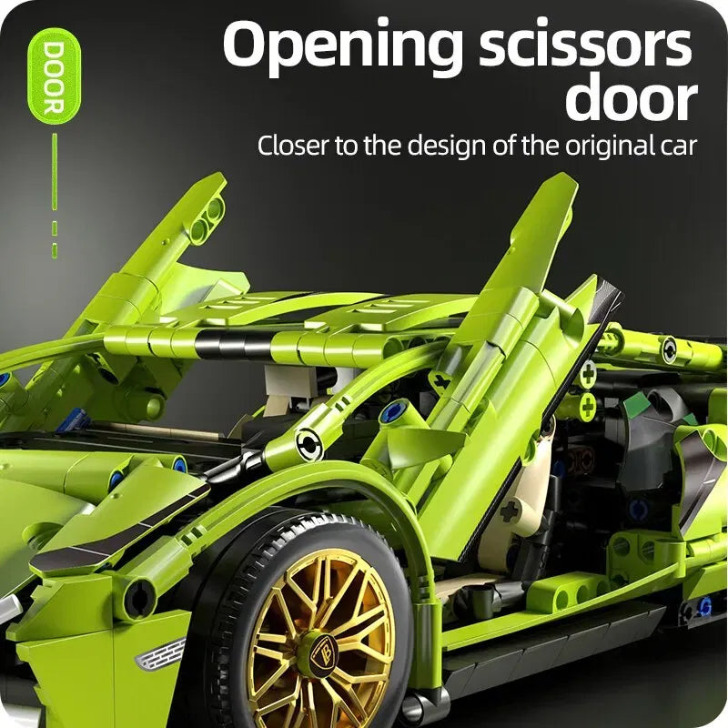 Color: White - Technical Racing Sport Car 1280pcs Model Building Blocks City Mechanical Speed Vehicle Supercar Brick Puzzle Toys Kid Adult Gift