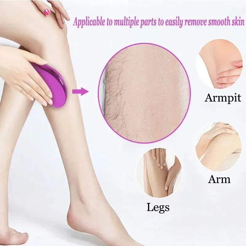 Color: Dark Grey - Hot Crystal Physical Hair Removal Eraser Glass Hair Remover Painless Epilator Easy Cleaning Reusable Body Care Depilation Tool