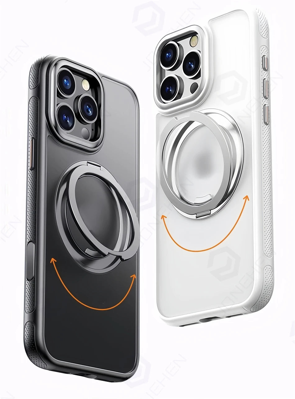 Color: Blue, Material: Pvc - 360?° Rotation Ring Stand Magnetic Case For Iphone 13 14 15 16 17 Pro Max 16e Matte Military Shockproof Armor Cover For Magsafe