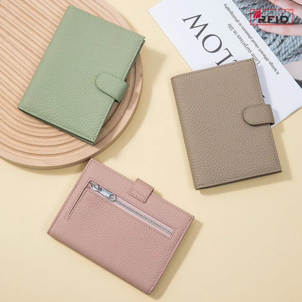 Color: Dark Blue - Genuine Leather Rfid Travel Passport Cover Case Wallet Bag Card Holder Cowhide Coin Purse Document Cover Flight Men Women