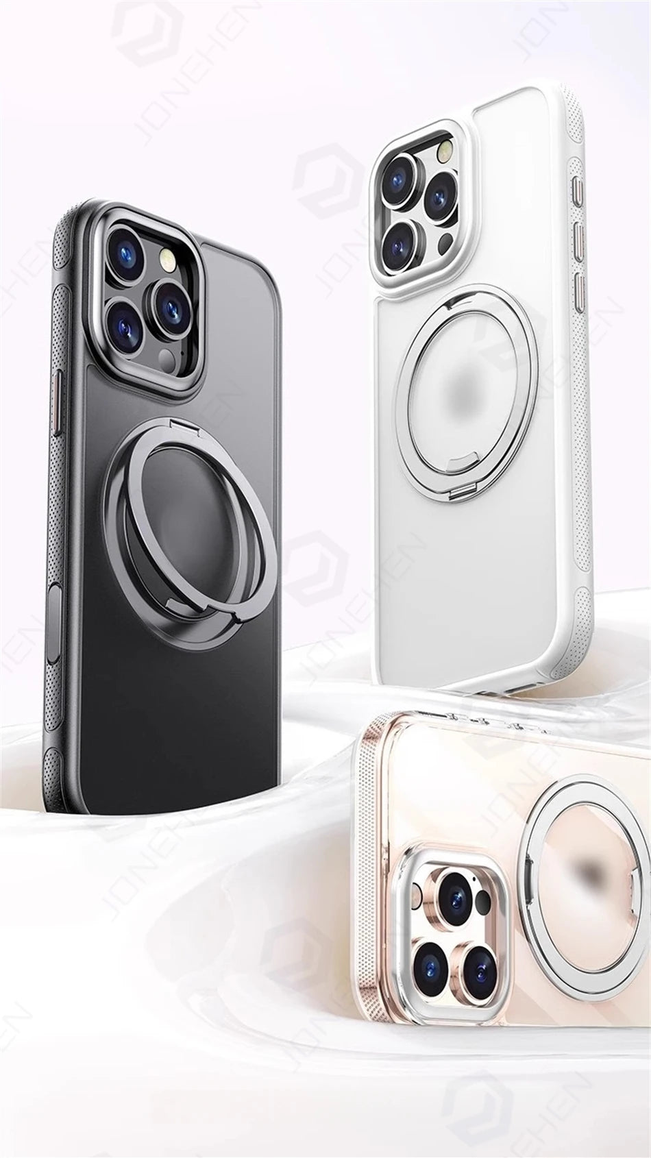 Color: Blue, Material: Pvc - 360?° Rotation Ring Stand Magnetic Case For Iphone 13 14 15 16 17 Pro Max 16e Matte Military Shockproof Armor Cover For Magsafe
