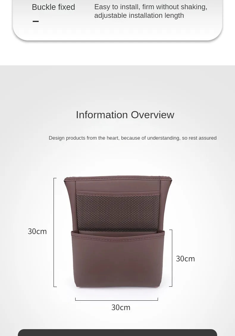 Color Name: Gold - Car Handbag Holder Between Seats Mutifuntional Leather Auto Seat Middle Storage Bag Hanging Tissue Box Phone Cup Map Organizer